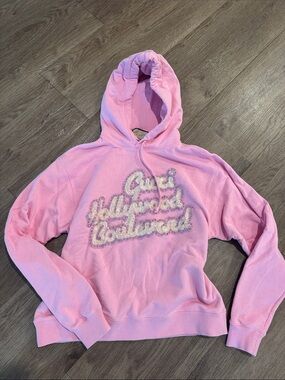 Gucci Pink Embellished Logo Hoodie